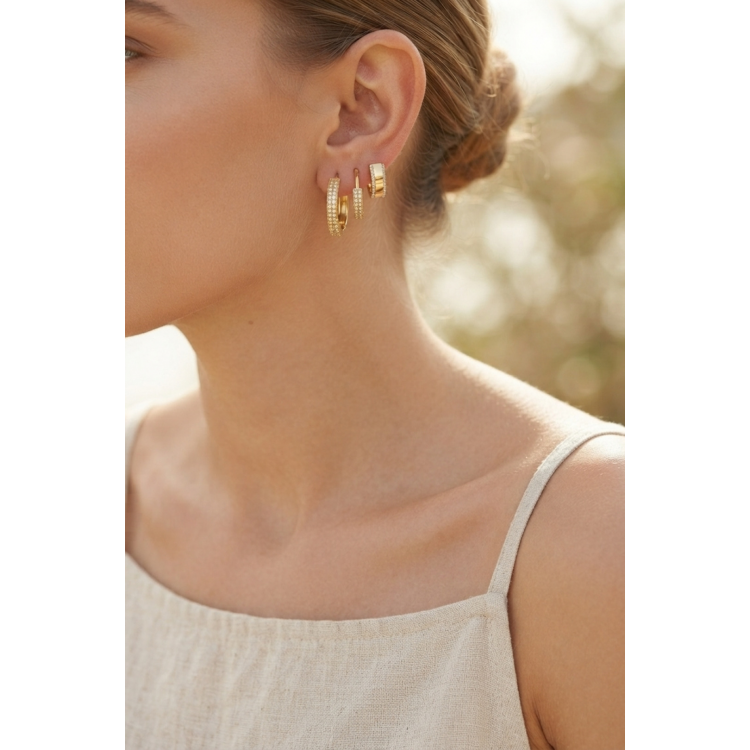 3 lü Set Gold Renk Halka Model Küpe 5886