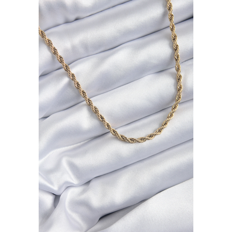 316L Çelik Gold Renk 60 cm Burgu Model Kadın Kolye 5886