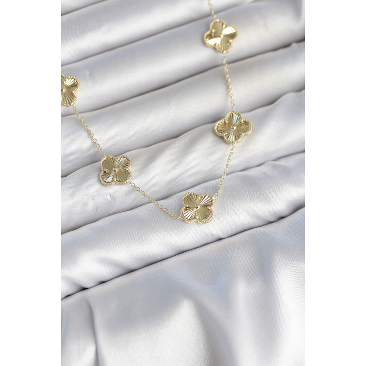 Gold Renk Yonca Model VIP Seri Kadın Kolye 5886