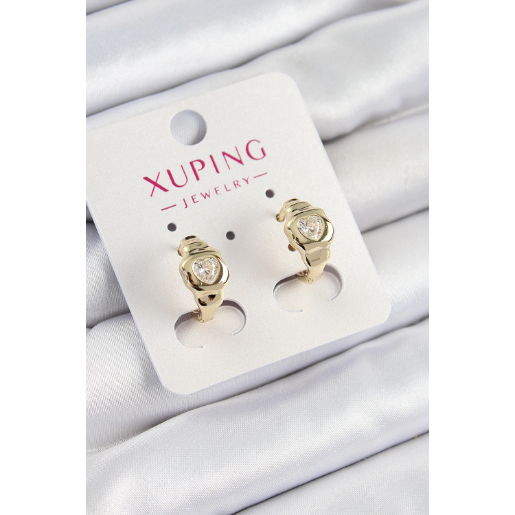 Xuping Zirkon Taşlı Kalp Model Gold Renk Kadın Küpe 5886
