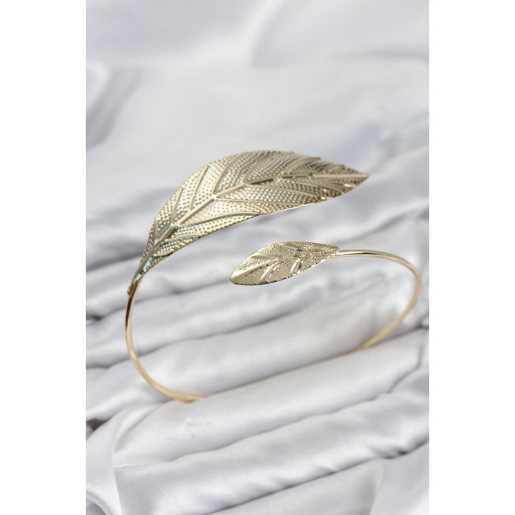 Pazu Bileklik Gold Renk Pirinç Yaprak Model 5886