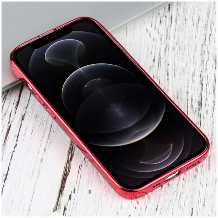 iPhone 13 Pro Max 6.7inç  Lazer Kaplama Renkli Kenar Şeffaf Kılıf-(5775)