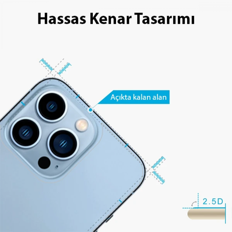 Ally iPhone 13 Pro Max 6.7 Tempered Şeffaf Arka Cam Koruyucu-(5775)