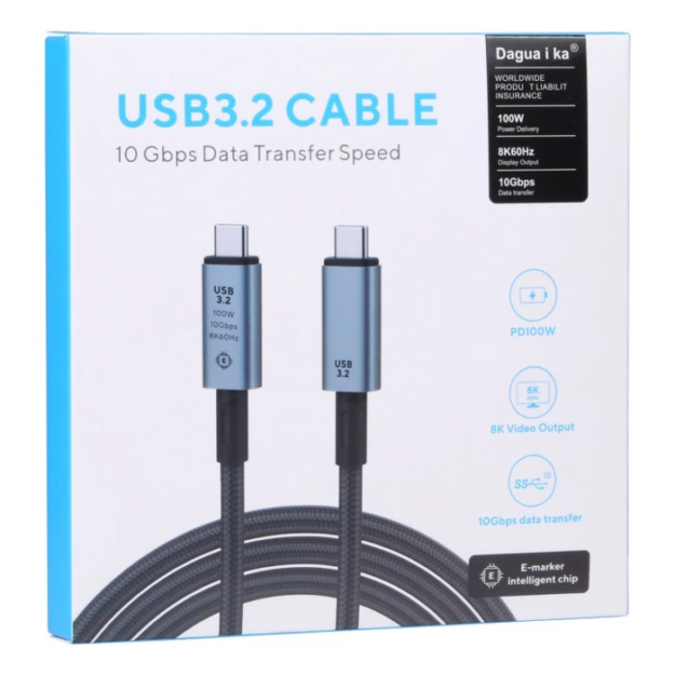 Ally USB 3.2 100W Type-C to Type-C 8K Görüntü-Data ve Ultra Hızlı Şarj Kablosu 1 Metre-(5775)