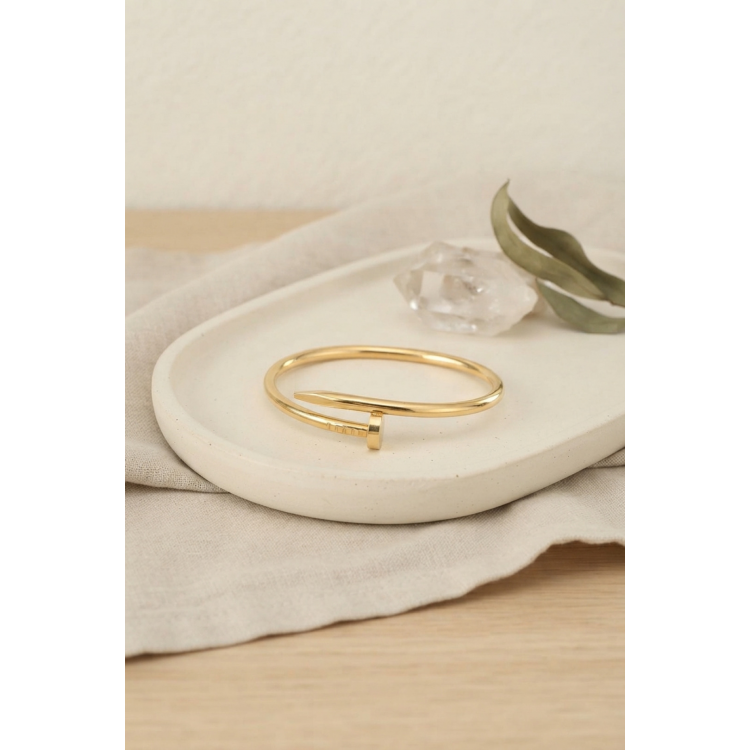 316L Çelik Gold Renk Çivi Model Bileklik 5886