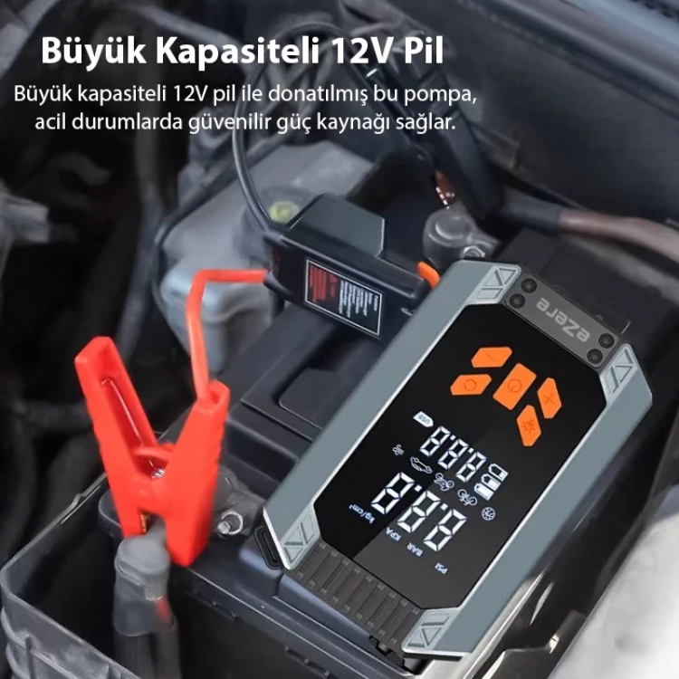 EZERE ST-9632D Taşınabilir Araç Lastik Şişirme Ve Starter Akü Takviye Seti-(5775)