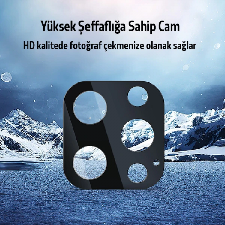 İPhone 12 Pro Max 2İN1 Full Glue Tempered Cam Ekran Koruyucu +Kamera Lens Set-(5775)