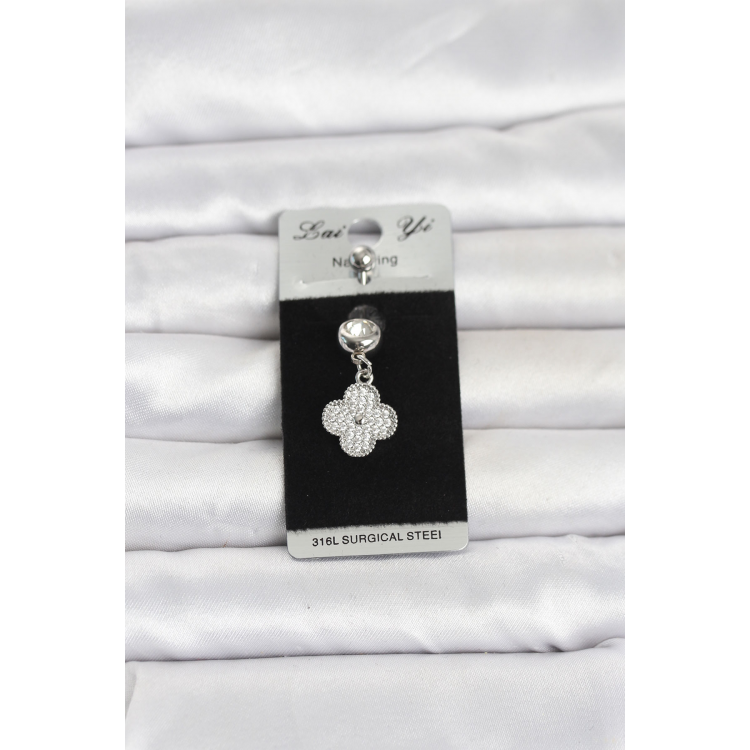 316L Cerrahi Çelik Sallantılı Yonca Model Göbek Piercing 5886