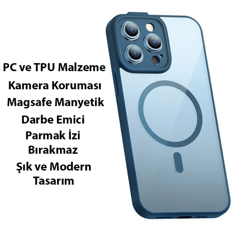 Baseus Frame Series iPhone 14 Pro Max 6.7 Kamera Koruyuculu Magsafe Kılıf + Tempered Ekran Koruyucu-(5775)