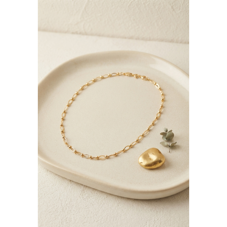 CM Top ve Halka Zincir Model 50 cm Gold Renk Kadın Kolye 5886