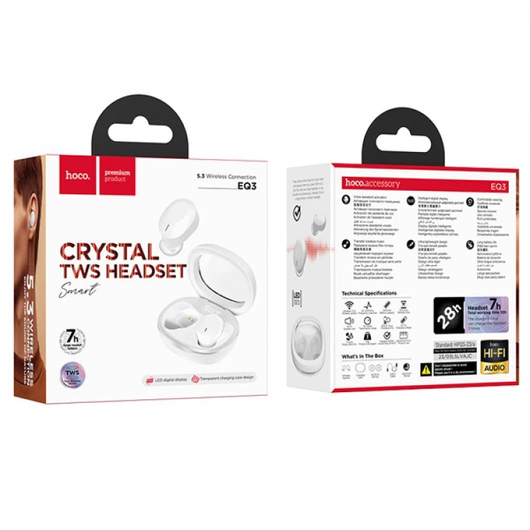 HOCO EQ3 TWS Kablosuz Bluetooth 5.3 Kulakiçi Kulaklık-(5775)
