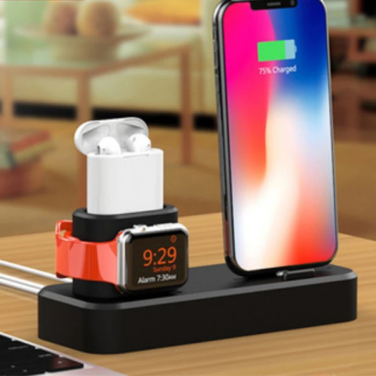 Ally 3in1 Charging Base İPhone+ İwatch+ İPods Silikon Şarj Standı-(5775)