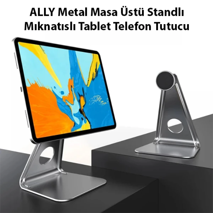 ALLY Metal Masa Üstü Standlı Mıknatıslı Tablet Telefon Tutucu-(5775)