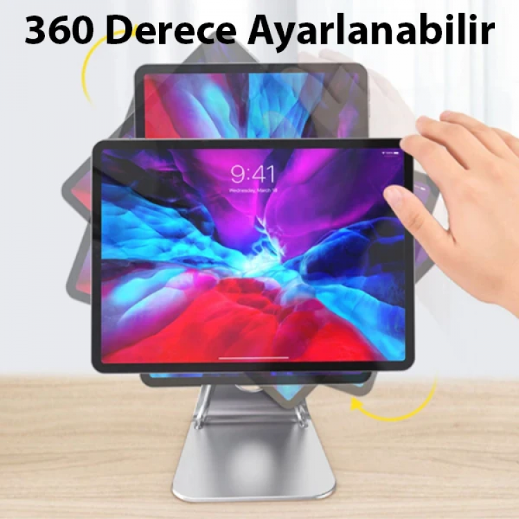 ALLY Metal Masa Üstü Standlı Mıknatıslı Tablet Telefon Tutucu-(5775)
