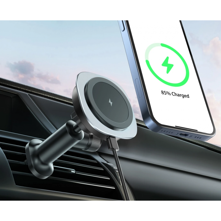 ALLY QI-206 Magsafe Uyumlu Araç Içi 15W Kablosuz Hızlı Şarj Telefon Tutucu-(5775)