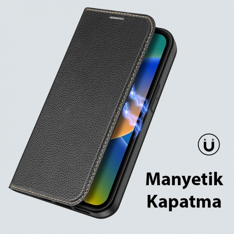 Dux Ducis iPhone 14 Plus 6.7 Kılıf Skin X PU Deri Manyetik Kapaklı Kılıf Magnetic Folio Case-(5775)