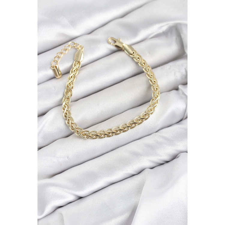 CM Singapur Zincir Model Gold Renk Pirinç Kadın Bileklik 5886