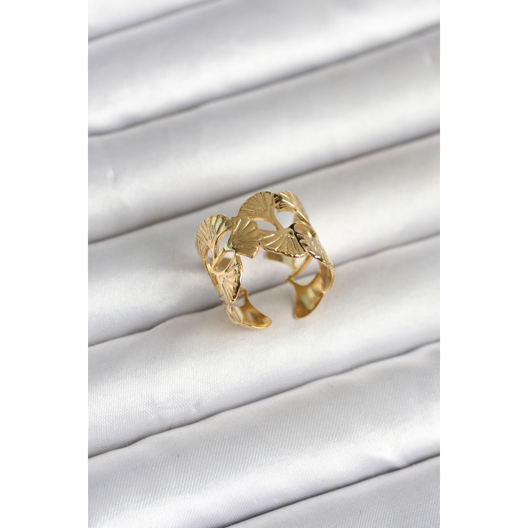 316L Çelik Gold Renk Yelpaze Model Kadın Yüzük 5886