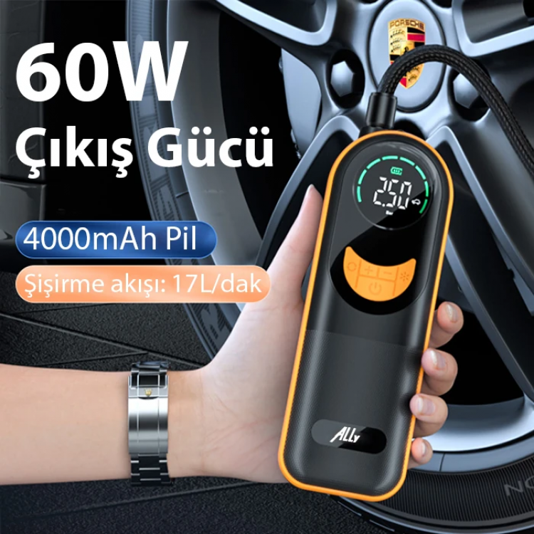 ALLY ST-5520 Dijital Basınç Göstergeli Oto Lastik Şişirme Pompası Hava Kompresörü-(5775)