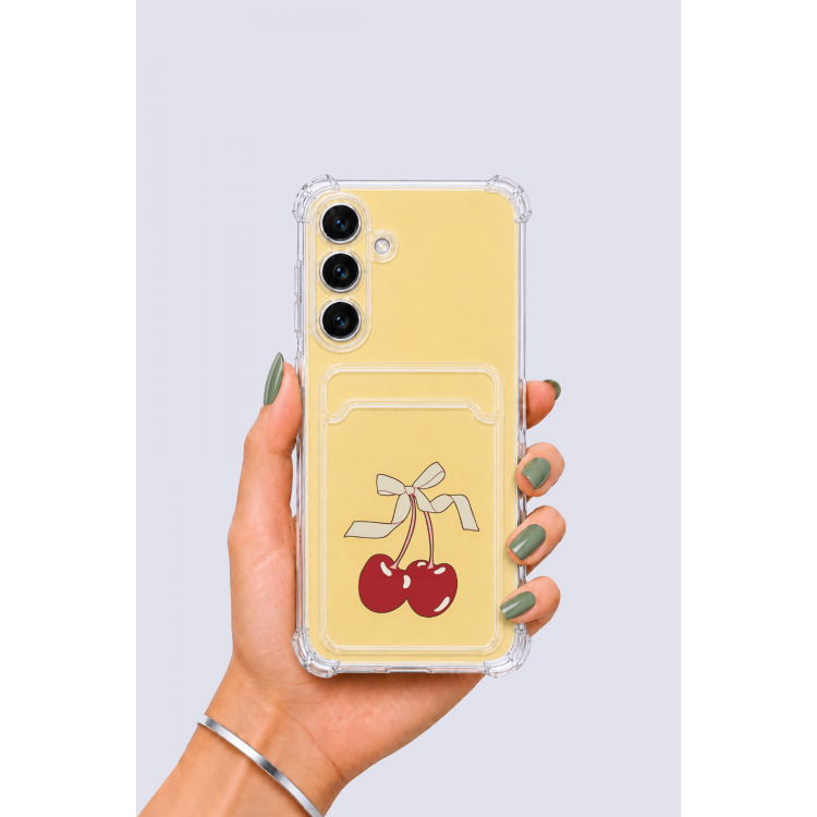Samsung Galaxy S24 FE Kartlıklı Kiraz Desenli Kılıf