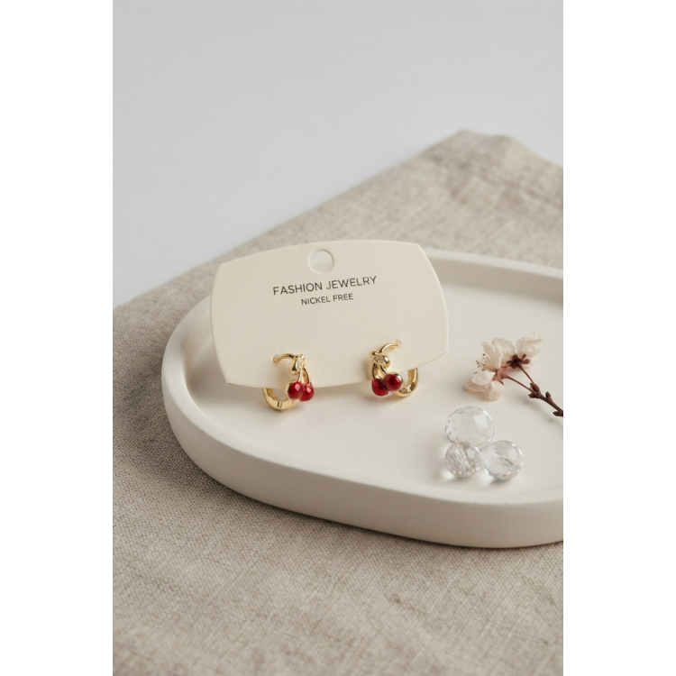 Pirinç Gold Renk Kiraz Model Çocuk Küpe 5886