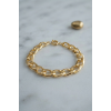 Pirinç Gold Renk Yıldız İşleme Zincirli Kadın Bileklik 5886