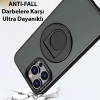 ALLY iPhone 15 Pro Max İçin Magsafe Uyumlu Yüzük Standlı Manyetik Silikon Kılıf-(5775)