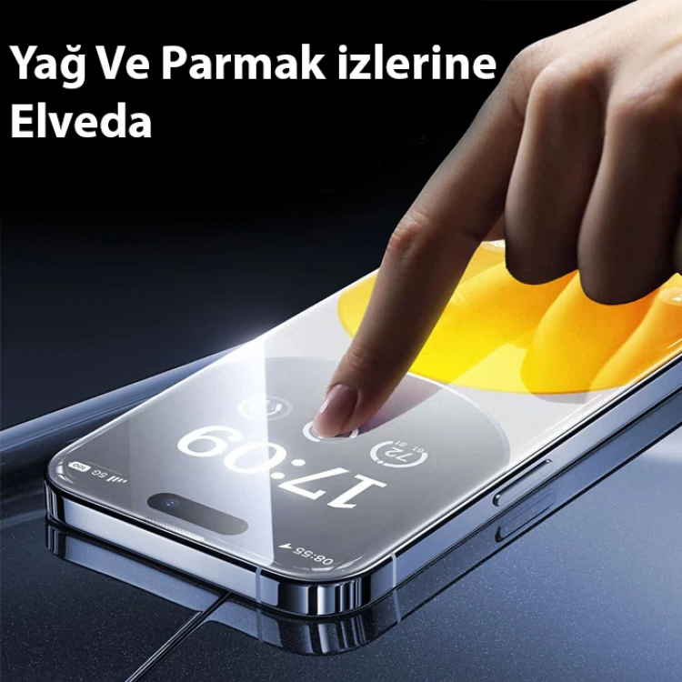 Baseus Crystalline iPhone 15 Pro için Parlama Önleyici Tempered Cam Ekran Koruyucu-(5775)