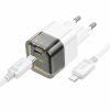 HOCO C131A Platinum PD30W+QC3.0 Girişli Hızlı Şarj Başlığı Ve Type-C To iPhone Lightning Kablo-(5775)