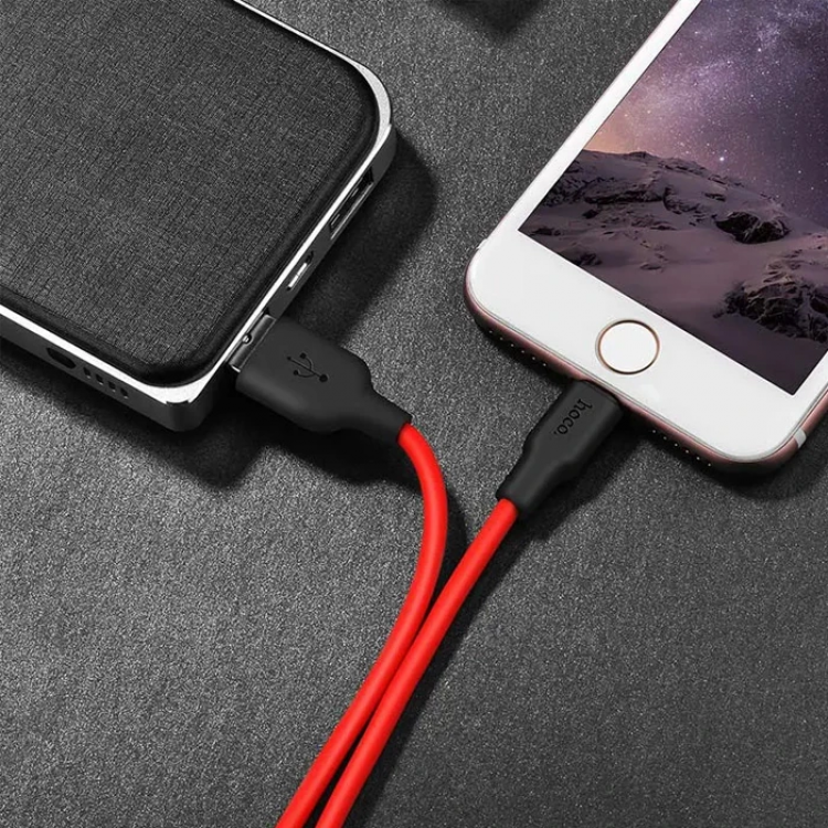 HOCO X21 Plus USB to iPhone Lightning Silikon Hızlı Şarj ve Data Kablosu-(5775)