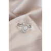 Ayarlamalı Silver Renk Metal Zirkon ve Kristal Taşlı Damla Model Yüzük 5886