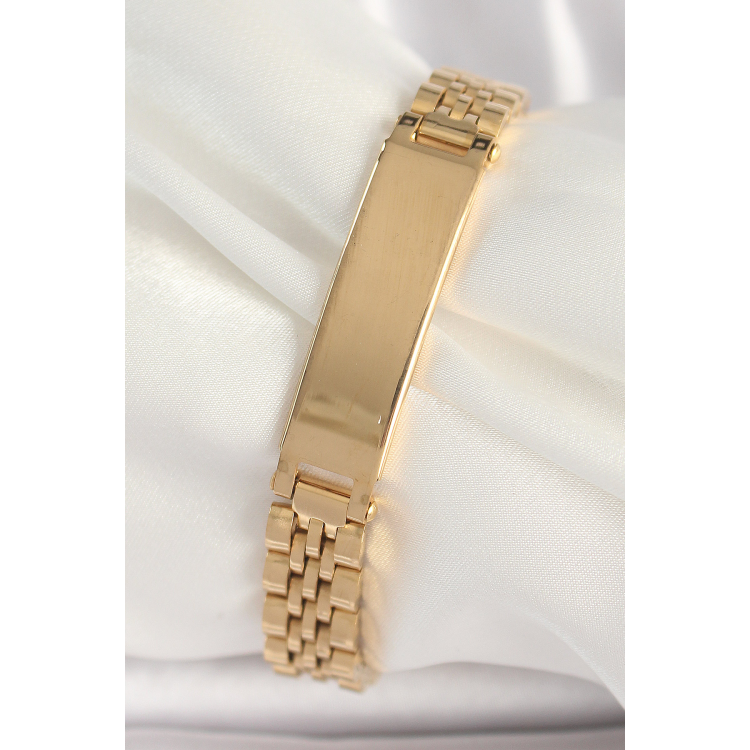 316L Çelik Gold Renk Zincir Künye Model Erkek Bileklik 5886