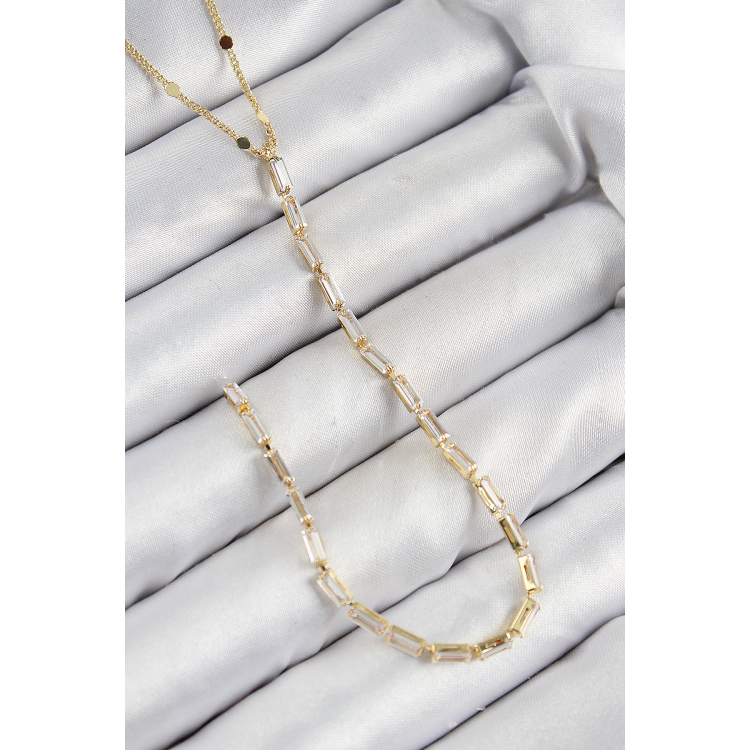 Pirinç Zirkon Taşlı Model Gold Renk Y Kolye 5886