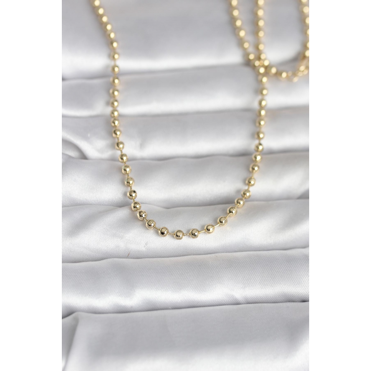 CM 14K Gold Renk Top Zincirli Model 60 cm Kadın Kolye 5886