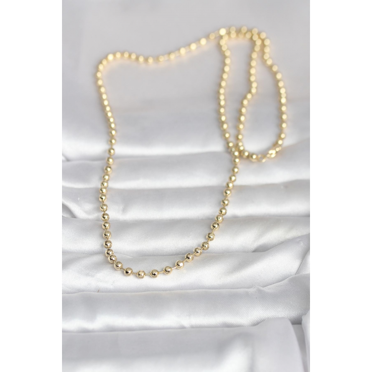 CM 14K Gold Renk Top Zincirli Model 60 cm Kadın Kolye 5886