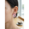 Lotus Model Pembe Renk Kristal Taşlı Kadın Küpe 5886