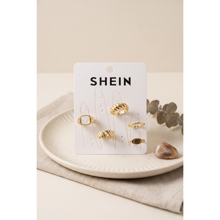 Gold Renk Pirinç Bohem Yüzük Kombini BYK4264 5886