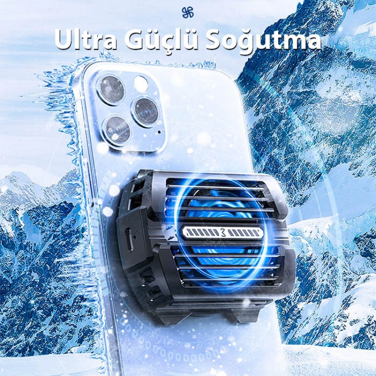 MEMO CX12 Powerbank Girişli Manyetik Cep Telefon Soğutma Fanı Radyatör Soğutucu-(5775)