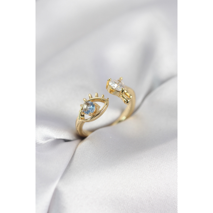 Gözyaşı Model Gold Renk Zirkon Taşlı Kadın Yüzük 5886