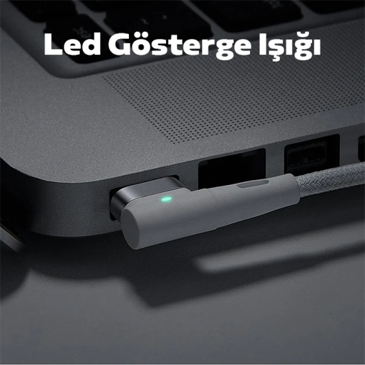 Baseus Zinc Manyetik L Uçlu 60W Macbook Hızlı Şarj Güç Kablosu 2m-(5775)