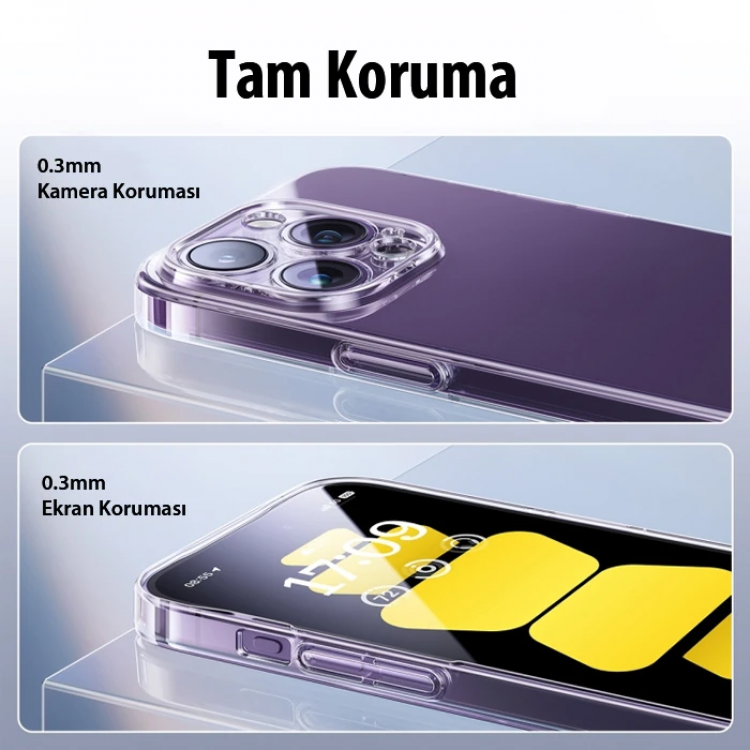 Baseus iPhone 15 Plus Lucent Serisi Ultra İnce Transparan Kılıf-(5775)