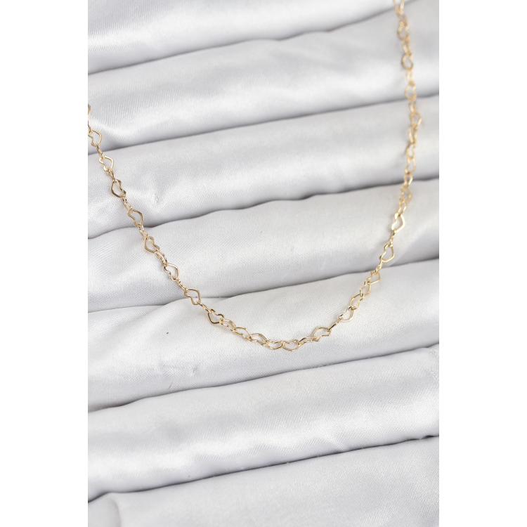 CM 14K Gold Renk Kalp Zincirli Kadın Kolye 5886
