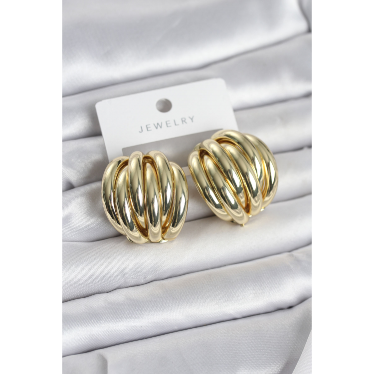 Pirinç Gold Renk Vintage Kadın Küpe 5886