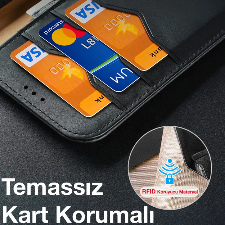 Dux Ducis iPhone 11 Pro Max Kılıf Mıknatıslı Cüzdanlı Deri Kılıf Hivo Series-(5775)