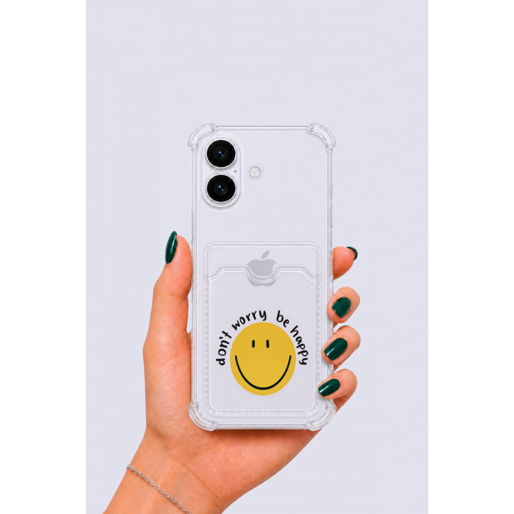 iPhone 16 Kartlıklı Gülücük Desenli Kılıf