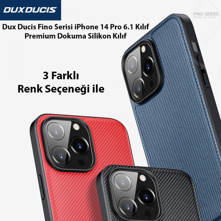 Dux Ducis Fino Serisi iPhone 14 Pro 6.1 inç Kılıf Premium Dokuma Silikon Kılıf-(5775)