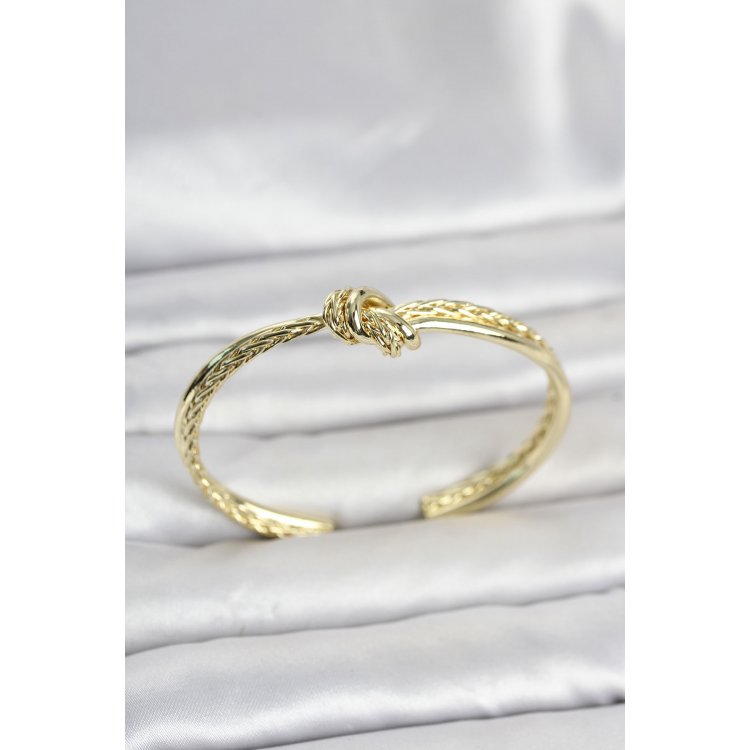 Gold Renk Düğüm Model Pirinç Kadın Bileklik 5886