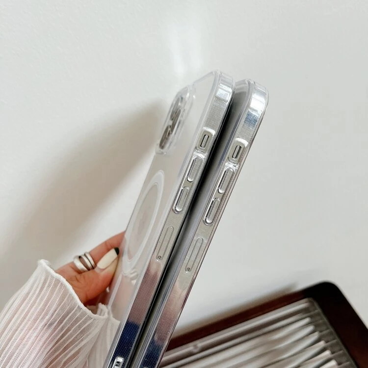 ALLY iPhone 15 Plus Magsafe Uyumlu Manyetik Şeffaf Silikon Kılıf-(5775)