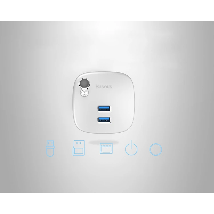 Baseus Çok Fonsiyonlu Notebook Adaptörü Hub Dual USB 3.0 RJ45 TF/SD-(5775)