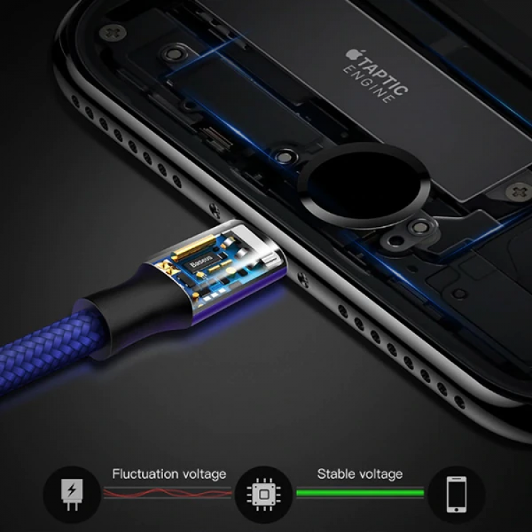 Baseus Rapid Series 2in1 İphone+ Micro Usb 3.0A Usb Kablo Şarj 120cm-(5775)